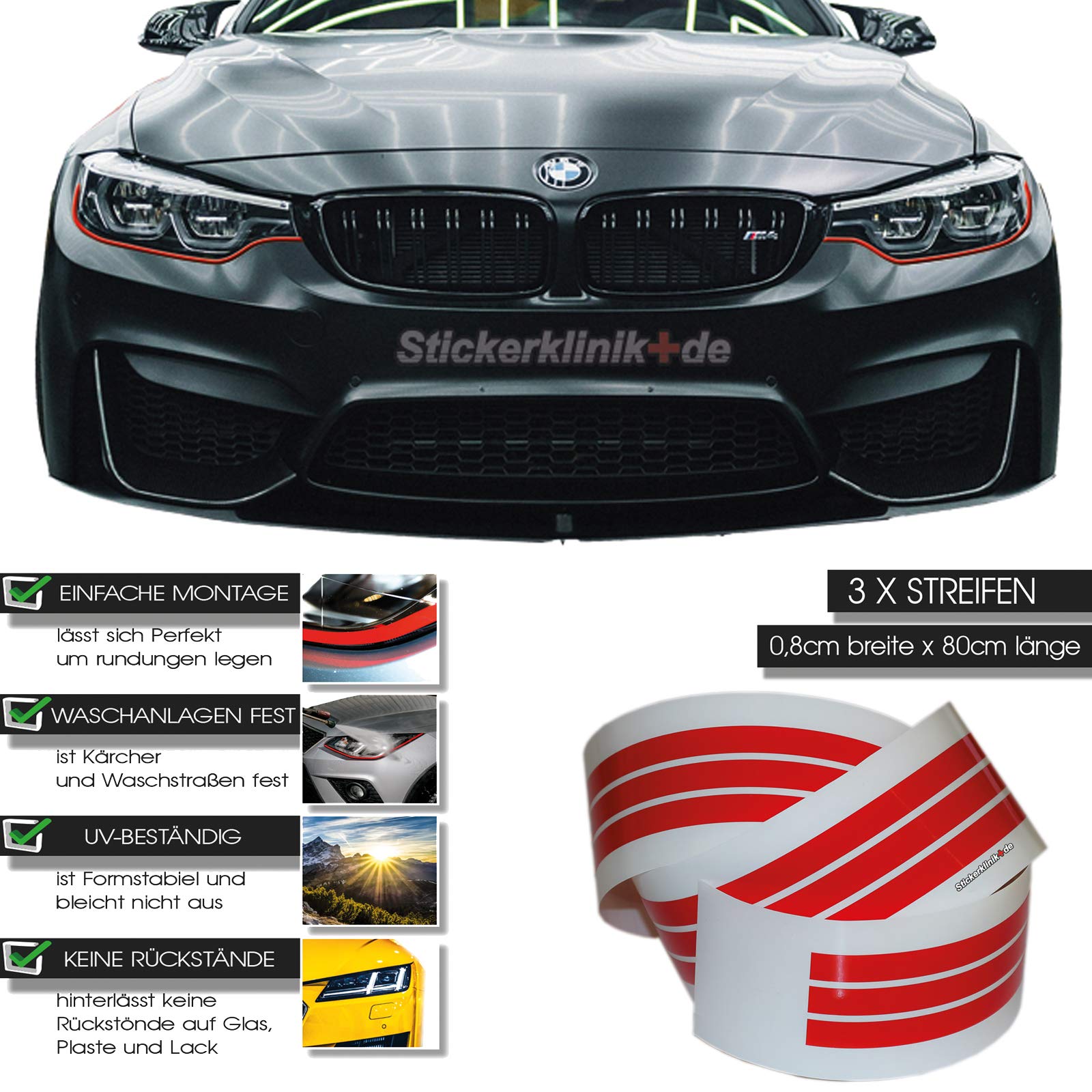 Scheinwerfer Folie Böser Blick Scheinwerfer Stripes Roter Strich - Rote Folie für Autoscheinwerfer Scheinwerfer Folie Böser Blick Scheinwerfer Stripes Roter Strich - Rote Folie für Autoscheinwerfer von 1A Style Sticker