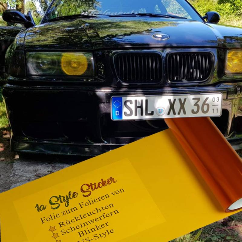 Scheinwerfer Folie Nebelscheinwerfer-Folierung ORANGE US-Style Car Angel Eyes E36 E46 Lichter Auto Tuning von 1A Style Sticker