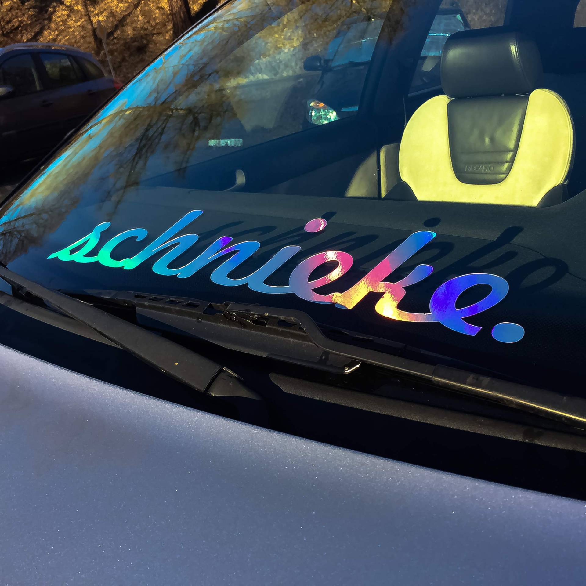 schnieke Autoaufkleber Oilslick Hologramm Aufkleber Tuningsticker Regenbogenfarben Sticker Slickoil (Hologramm Silber, 35 cm) von 1A Style Sticker
