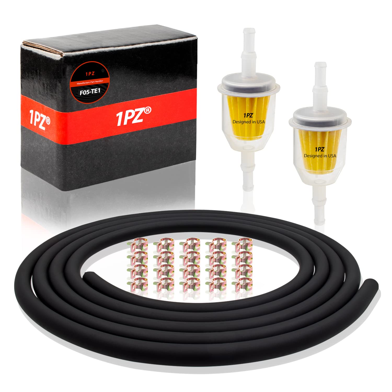1PZ F05-TE1 1/4" Benzinschlauch Kit 2 Meter Ø 6mm Kraftstoffleitung 2 Stück 6mm/8mm Benzinfilter 20 Stück Schlauchschellen für Auto Motorrad Roller 1PZ F05-TE1 1/4" Benzinschlauch Kit 2 Meter Ø 6mm Kraftstoffleitung 2 Stück 6mm/8mm Benzinfilter 20 Stück Schlauchschellen für Auto Motorrad Roller von 1PZ