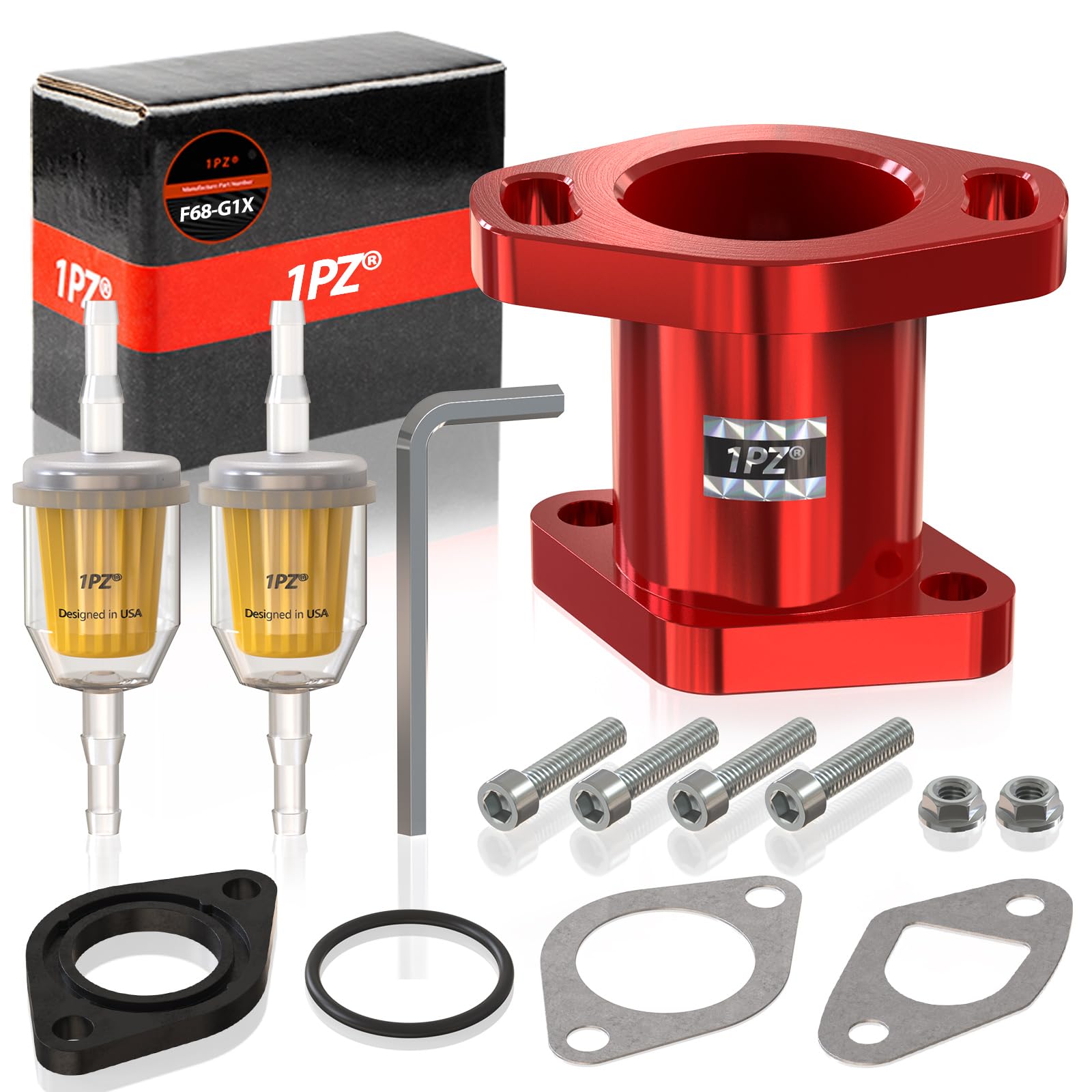 1PZ F68-G1X Ansaugstutzen Performance Racing mit Ersatzschrauben Kit für Predator 212cc Coleman Honda CT200U GX160 GX200 6,5HP OHV 196cc KT196 Clones Moto Go Kart Mini Bike 1PZ F68-G1X Ansaugstutzen Performance Racing mit Ersatzschrauben Kit für Predator 212cc Coleman Honda CT200U GX160 GX200 6,5HP OHV 196cc KT196 Clones Moto Go Kart Mini Bike von 1PZ