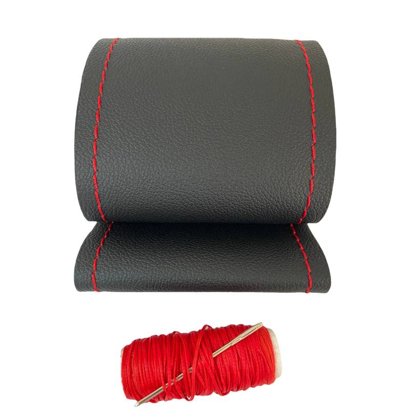 1neismartech Universal-Auto-Lenkradbezug aus Kunstleder zum Nähen mit Nadel und rotem Faden Lenkraddurchmesser 37-38 cm von 1neiSmartech