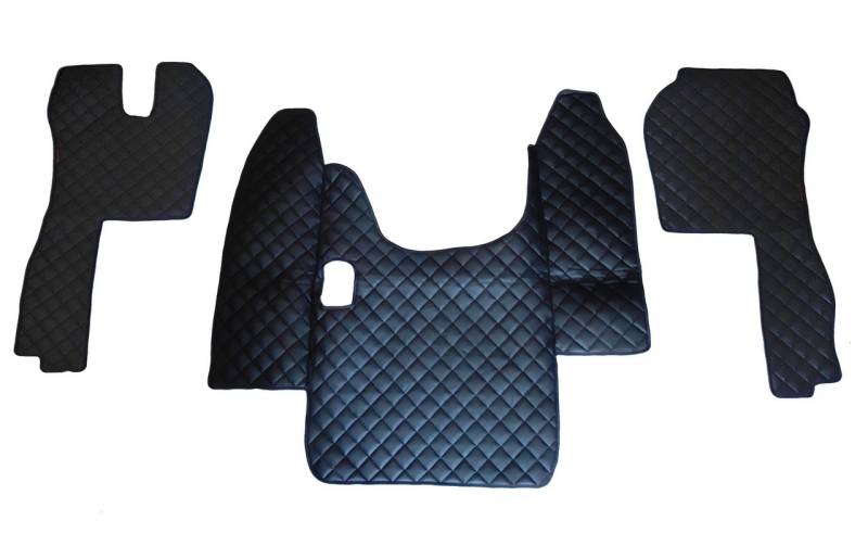 24/7Auto 3-Teiliges Set schwarz Eco Leder Fußmatten für Scania R 2004–09 manuell Getriebe Linke Hand Drive Modelle Nur von 24/7 AUTO