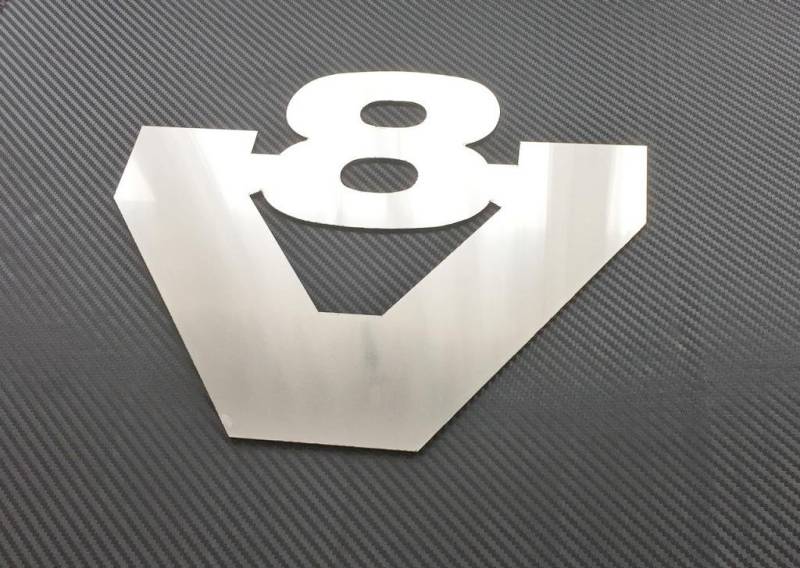 1 x Edelstahl Plakette für Scania Trucks V8 poliert Dekoration Zubehör von 24/7Auto