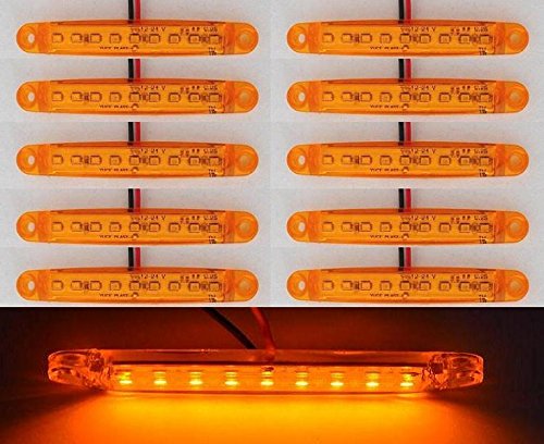 10 Stück 12 V 9 LEDs Seite Vorne anzeigen Bernstein orange Lichter für LKW Kipper Wohnwagen Bus Wohnmobil von 24/7Auto