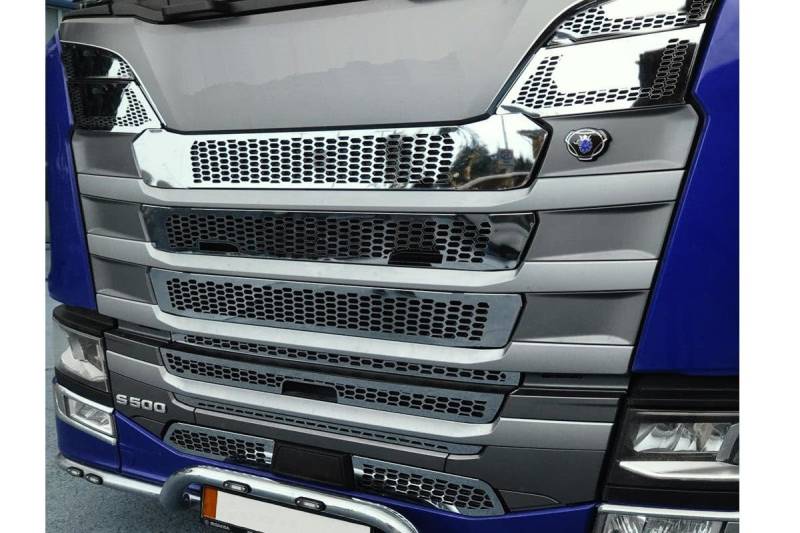 10 Stück Frontgrillabdeckungen Edelstahl Dekorationen für Scania S 2016+ von 24/7Auto