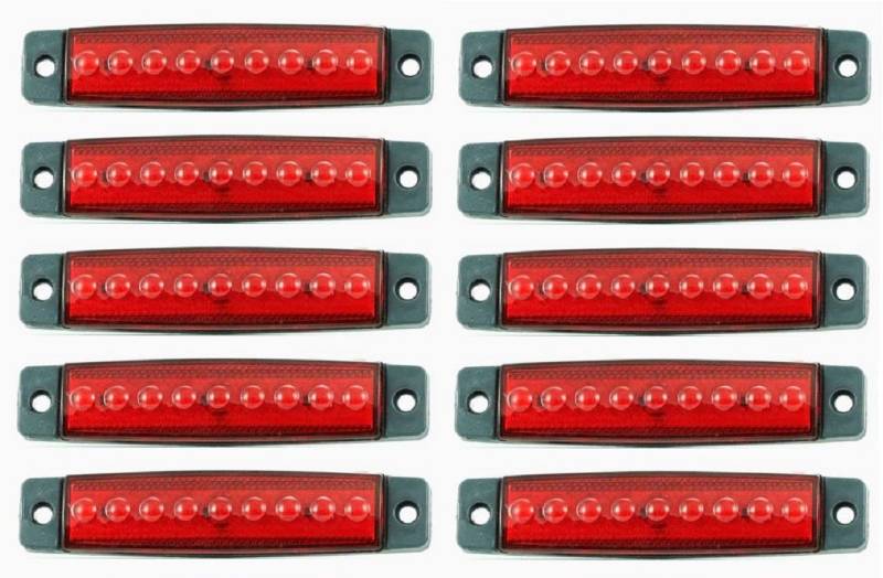 10x LED 24V Rückseitig Umrissmarkierung rote Lichter mit 9 LEDs LKW Anhänger Bus Chassis Van Camper von 24/7 AUTO