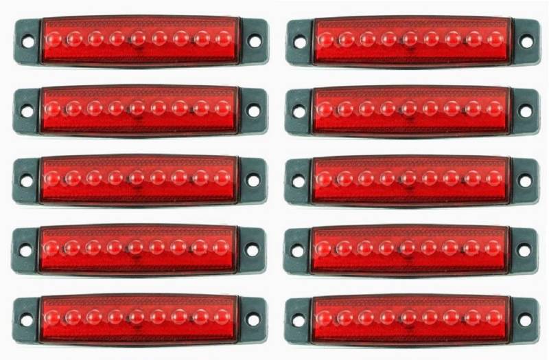 10x LED 24V Rückseitig Umrissmarkierung rote Lichter mit 9 LEDs LKW Anhänger Bus Chassis Van Camper von 24/7Auto