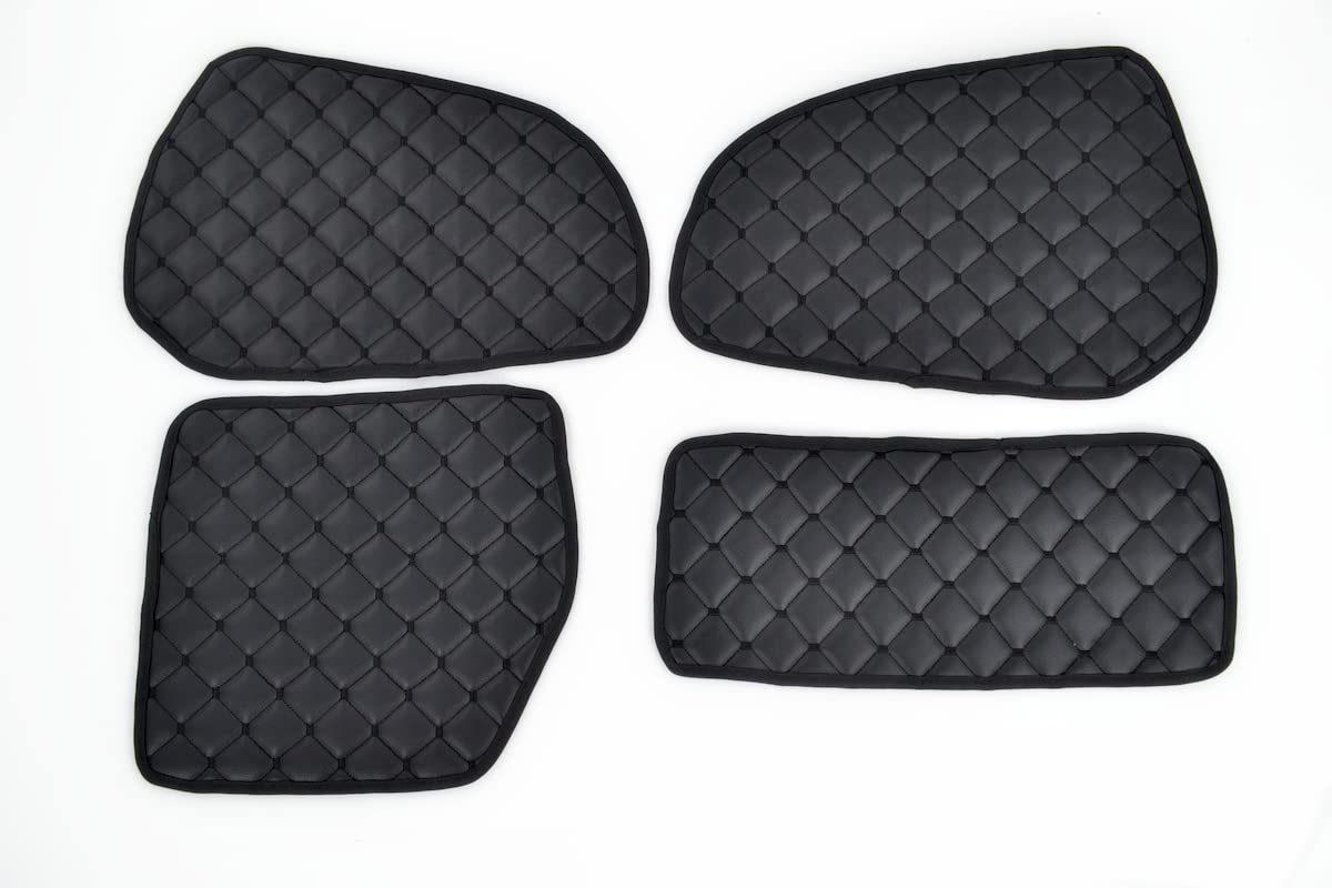 2 schwarze Türverkleidungen + 2 Armaturenbrettmatten für SCANIA R P G 2004 - 2010 Eco Ledermatten von 24/7Auto