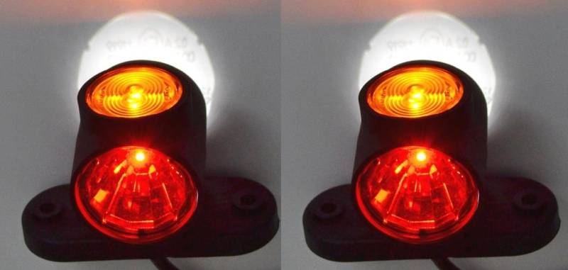 2 x Seitenmarkierungsleuchten vorne E9 Markierungsleuchten 12 V 24 V Anhänger Van Truck Caravan Chassis Wohnmobil Orange Weiß Rot von 24/7Auto