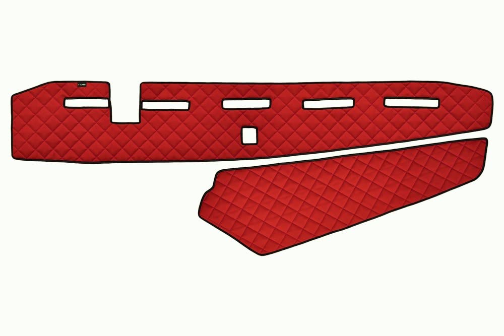 Rote Armaturenbrett Eco Leder Matten Abdeckungen für FH4 Euro6 mit Sensor von 24/7Auto
