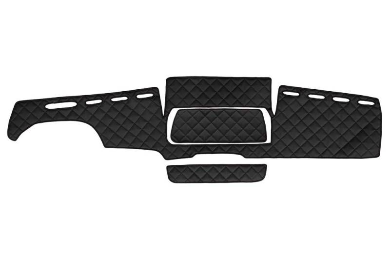 Schwarze Armaturenbrett Eco Leder Matten Abdeckungen für MAN TGX 2007/19 von 24/7 AUTO