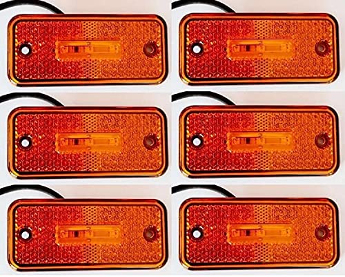 6 x LED 12 V Seitenmarkierungsleuchten mit Klammern orange LKW Van Bus von 24/7Auto