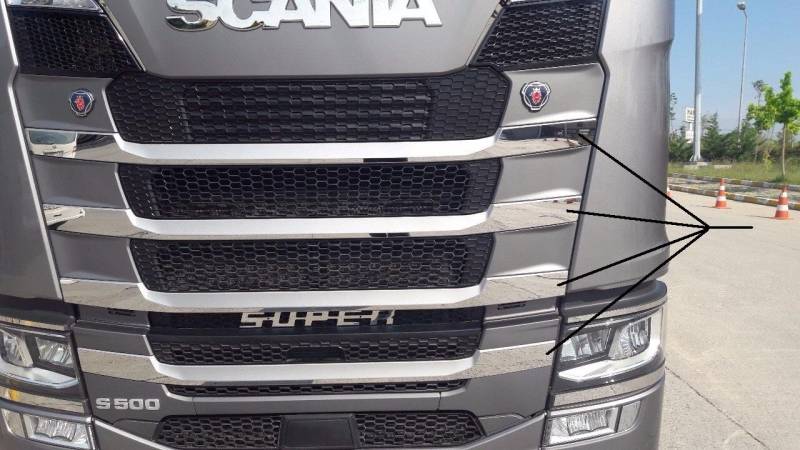 8 Edelstahl-Frontgrill-Dekorationen für Scania S/R Next 2017+ Trucks. von 24/7Auto