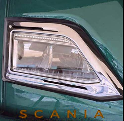 Top Scheinwerfer-Rahmen aus Edelstahl für SCANIA S R HIGHLINE 2016 + Trucks von 24/7Auto