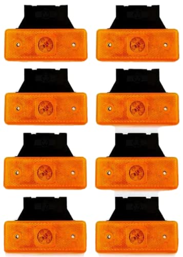 Umrandungsleuchten, orange/bernsteinfarben, 8 Stück, 24 V, 4 LED-Leuchten mit Halterungen, für Kippwagen, Anhänger, Fahrwerke, Wohnwagen, Lieferwagen, Busse von 24/7Auto