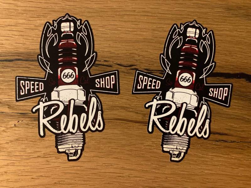 #140 / 2X Spark Aufkleber 11x7,5cm Rebel 666 Sticker Rocker Biker Bobber Chopper Motorrad Custom Kult Umbau V2 Skull Rockabilly von 24/7stickers