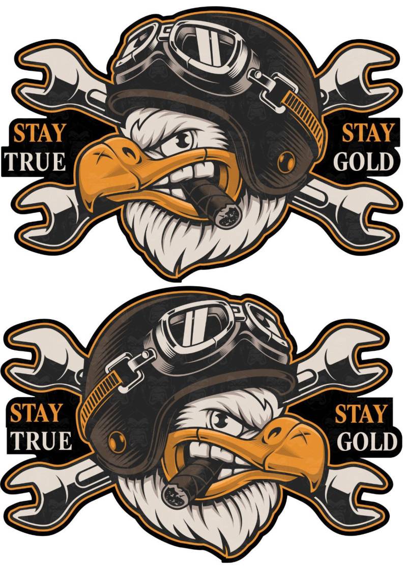 24/7stickers MG308 XXL / 2X Aufkleber Adler je 20 x 14 cm Eagle Chopper Bobber Biker Motorrad USA Vintage Retro Oldtimer von 24/7stickers