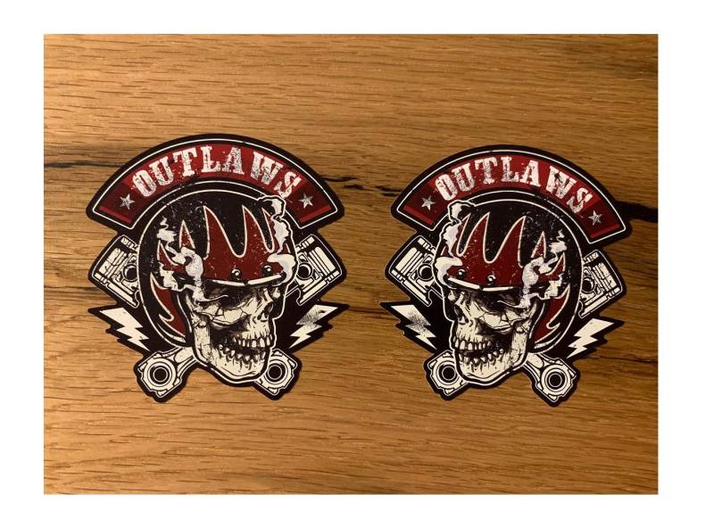 24/7stickers MG360 / 2X Outlaw Aufkleber je 8,5 x 8,5 cm Motorrad Biker Scrambler Streetfighter 1% Chopper Bobber Vintage Racing Oldschool von 24/7stickers