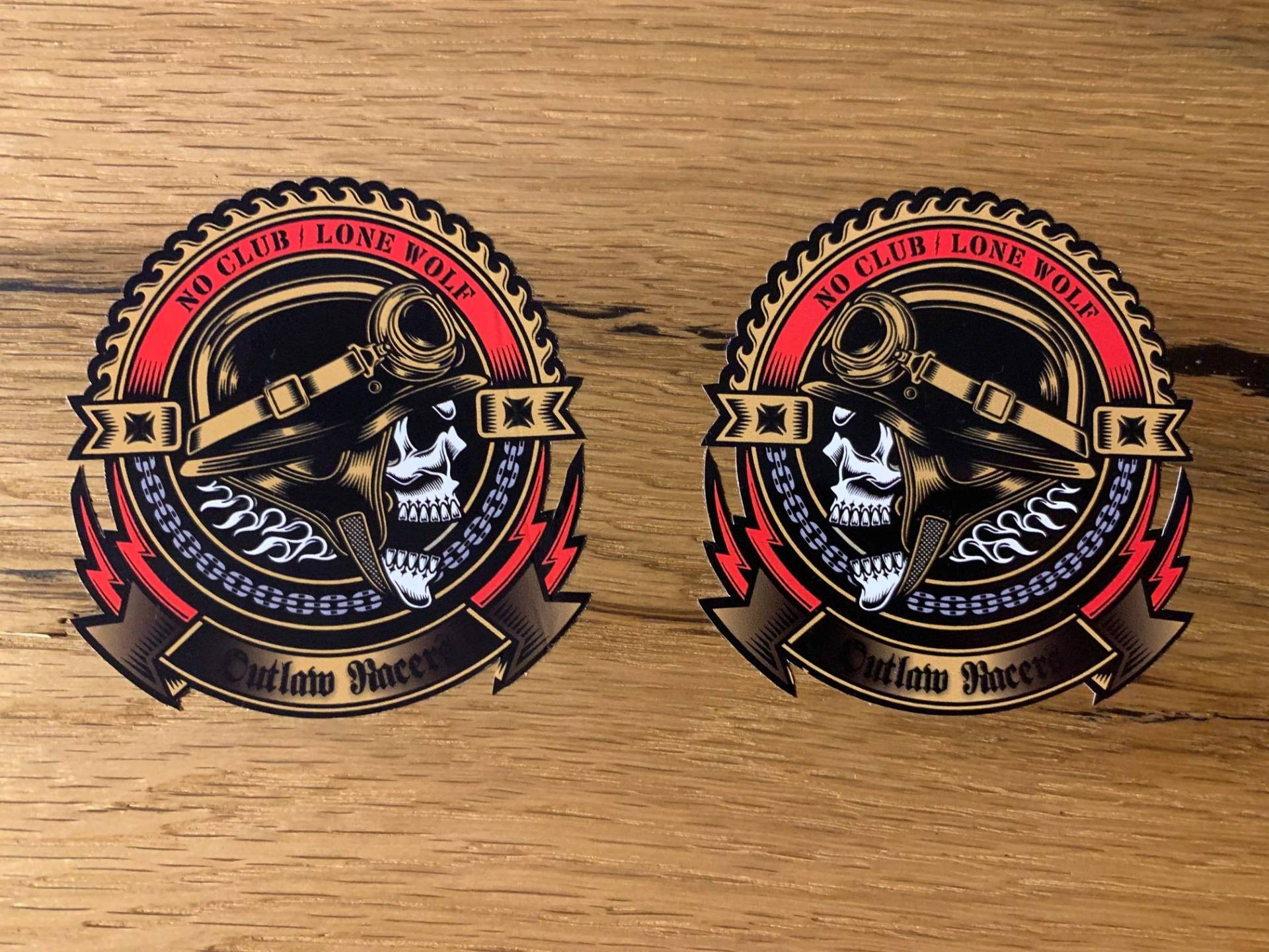 24/7stickers MG385 / 2X Outlaw Racer Aufkleber Motorrad Sticker 1% Lone Wolf No Club Biker Custom Chopper Bobber Cafe Racer V2 24/7stickers MG385 / 2X Outlaw Racer Aufkleber Motorrad Sticker 1% Lone Wolf No Club Biker Custom Chopper Bobber Cafe Racer V2 von 24/7stickers