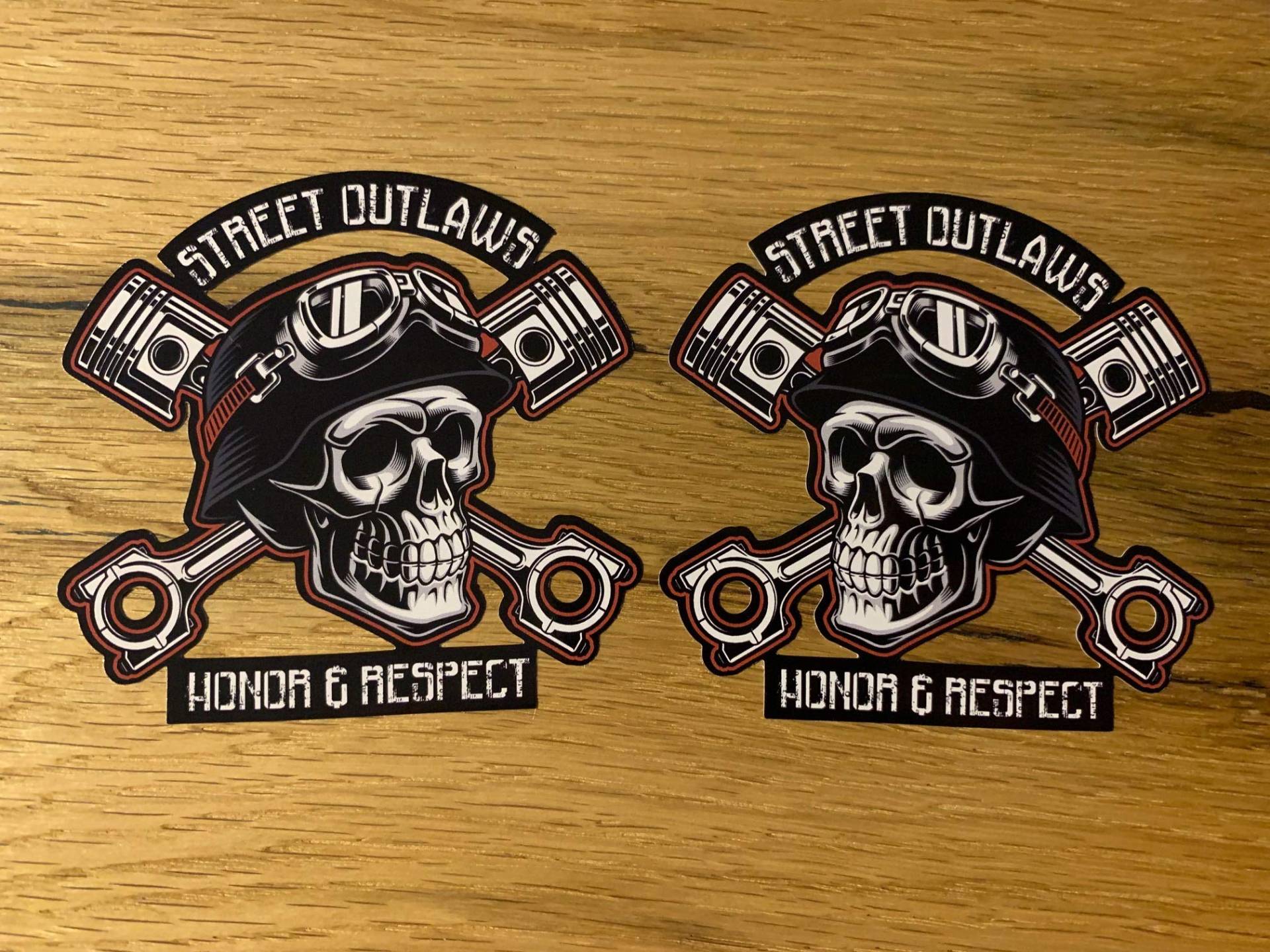 24/7stickers MG389 / 2X Outlaw Racer Aufkleber Motorrad Sticker 1% Lone Wolf No Club Biker Custom Chopper Bobber Cafe Racer V2 von 24/7stickers