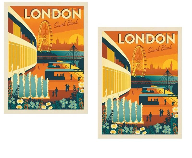 24/7stickers TR022 / 2X London Eye Aufkleber 6x8,5cm Work & Travel Koffer England Reise Adventure von 24/7stickers