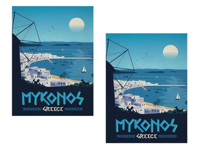 24/7stickers TR024 / 2X Mykonos Aufkleber ca. 6x8,5cm Travel Koffer Gepäck Work Offroad Adventure Reise Griechenland von 24/7stickers