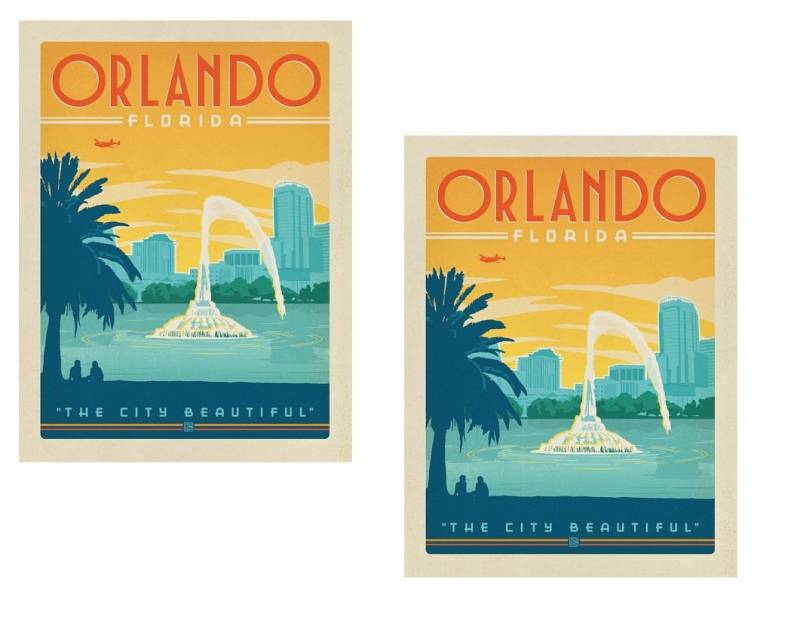 24/7stickers TR027 / 2X Orlando Aufkleber ca. 6x8,5cm Work & Travel Koffer Tuning Florida USA Vintage Oldtimer von 24/7stickers