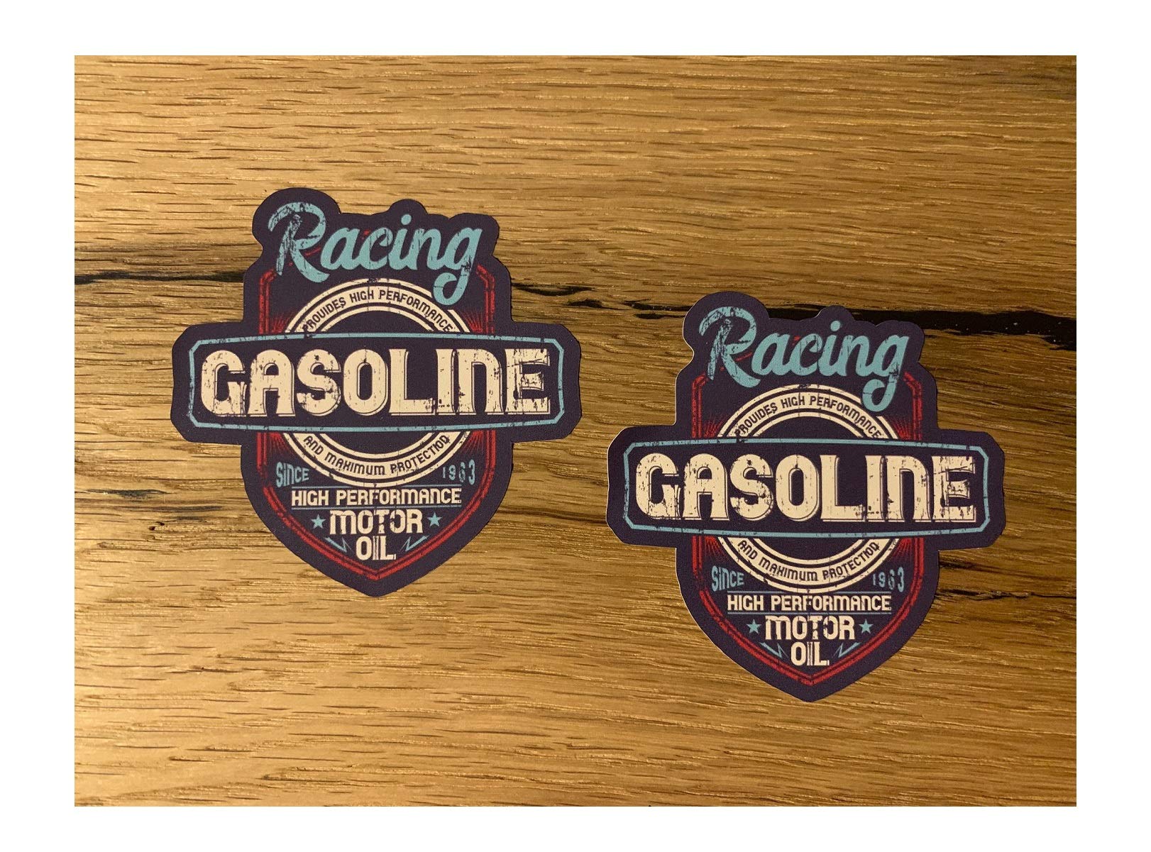 #662 / 2X Gasoline Vintage Öl Sticker 7,5 x 7,5 cm Aufkleber Auto Tuning Odtimer Retro Look V8 Hotrod Muscle Car Rat Rost von 24/7stickers