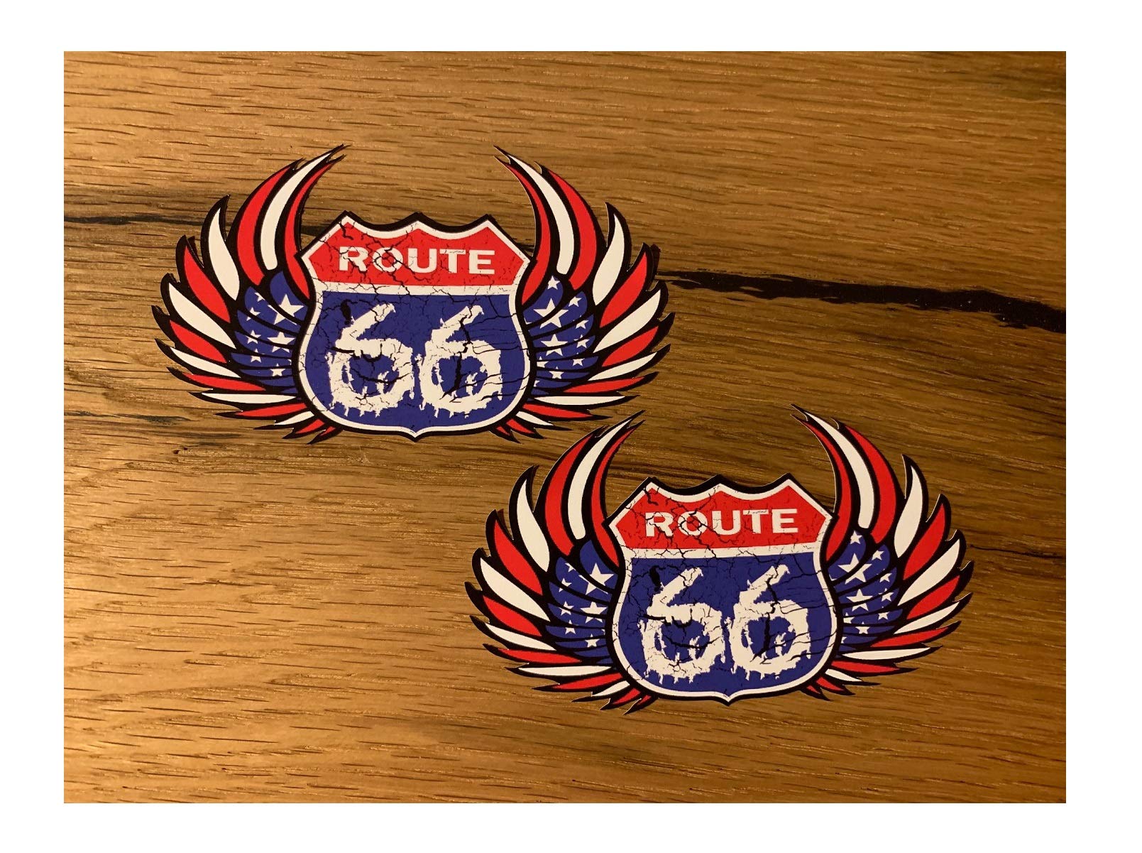 #679 / 2X Route 66 Aufkleber je 10x6cm Biker USA Vintage Racning Tank Sticker Eagle Custom Chopper Oldschool von 24/7stickers