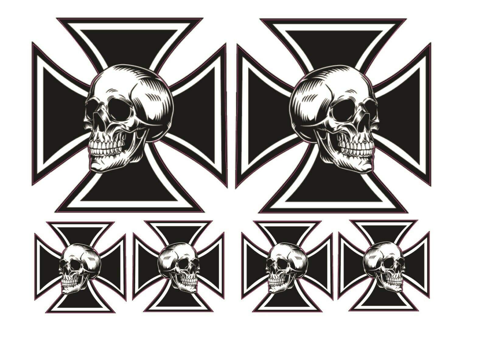 #816 / Iron Cross Aufkleber Set 8,5 + 4 cm Skull Hot Rod V8 USA Oldtimer Oldschool Retro Vintage Tuning Scheibe Auto Rocker Sticker 666 Racing #816 / Iron Cross Aufkleber Set 8,5 + 4 cm Skull Hot Rod V8 USA Oldtimer Oldschool Retro Vintage Tuning Scheibe Auto Rocker Sticker 666 Racing von 24/7stickers