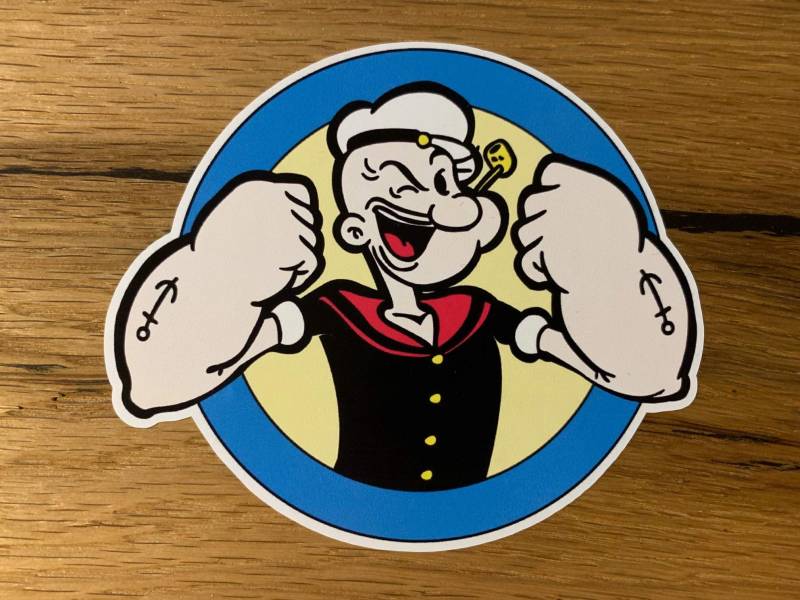 #819 / Popeye Power Aufkleber ca. 12 x 10 cm Auto Tuning Sticker Scheibe Vintage Retro Oldtimer Oldschool Comic Fun V8 US Car Custom von 24/7stickers