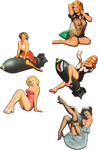 MG636 XL / 5X Pinup Aufkleber Breite je ca. 9 cm USA Girl Sexy Bomb Oldschool Vintage Racing Aviator Flugzeug 50th 60th 70th Retro Pin Up Girls Kult Sticker von 24/7stickers