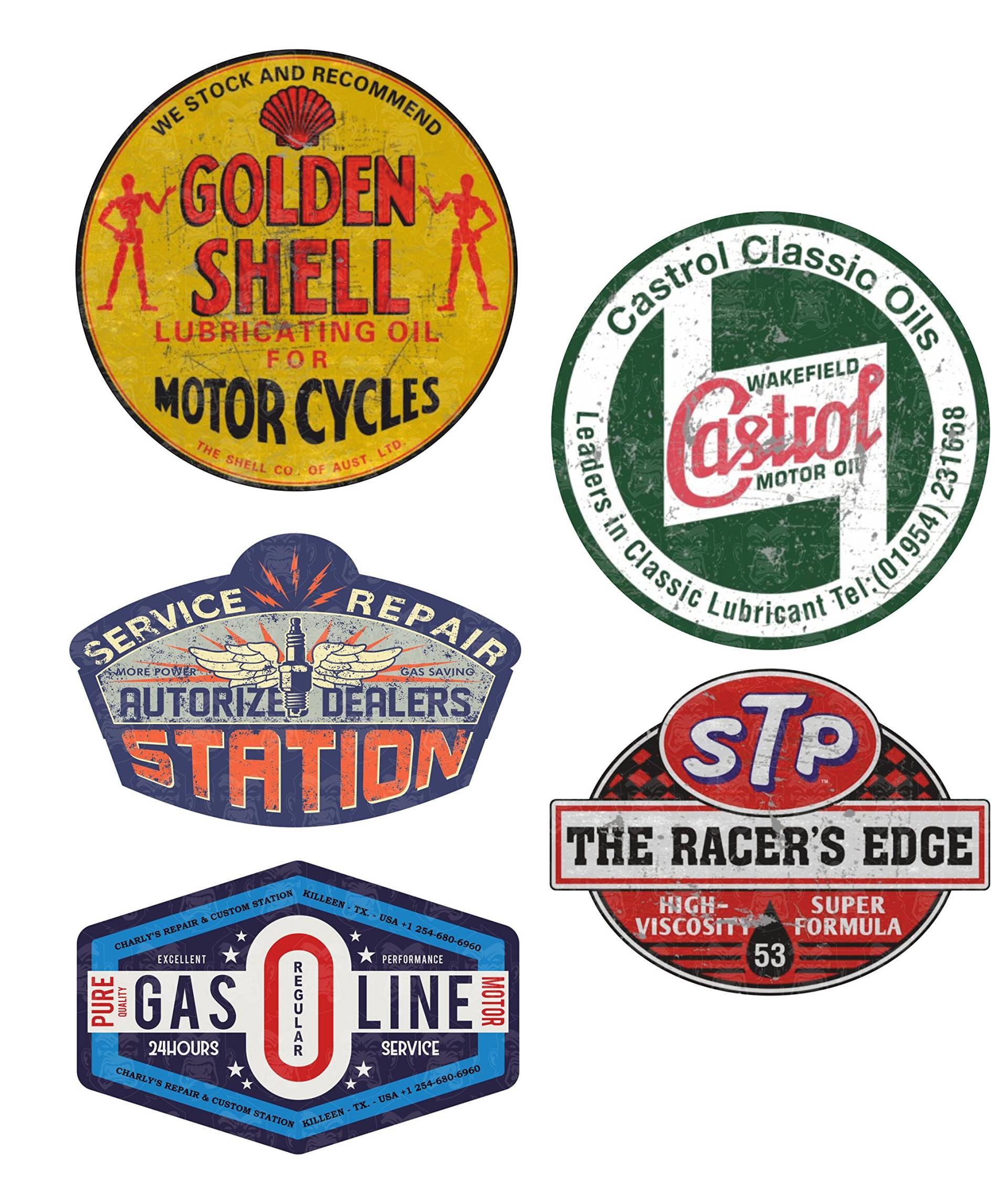 MG616 XL/ 5X Aufkleber Gasoline Breite je ca. 9cm Shell STP Hot Rod Shop Sticker Retro Oil Vintage Oldtimer Old School von 24/7stickers