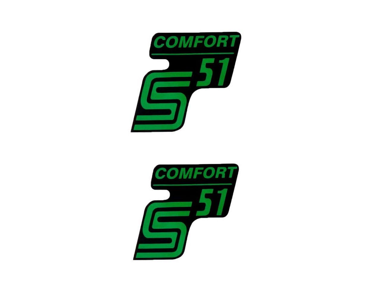 2EXTREME Schriftzug S51 Comfort Folie/Aufkleber schwarz grün 2 Stück kompatibel für Simson S51 / S51 Enduro von 2EXTREME