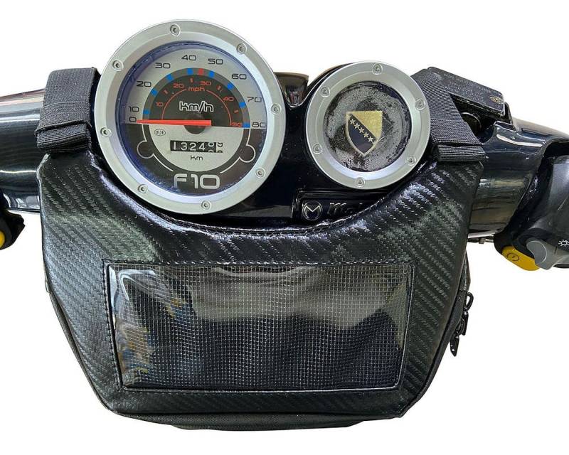 Rollertasche Lenkertasche universell Carbon-Look 2Rad Navi Handy kompatibel mit Vespa GTS PK PX von 2EXTREME