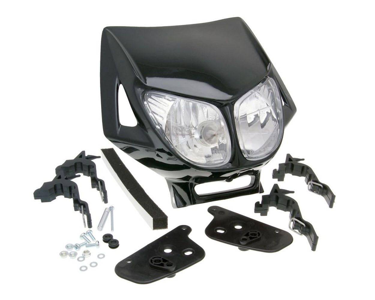 2EXTREME Scheinwerfermaske Enduro Doppeloptik schwarz kompatibel für DERBI Senda 50 (2006-) D50B0, APRILIA SX 50 (2006-) D50B0 von 2EXTREME