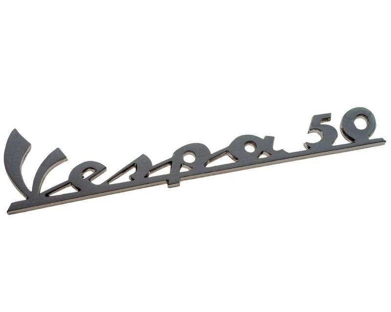 Schriftzug Emblem für Beinschild Vespa 50" Chrom 135x35mm, 3 Pin von 2EXTREME