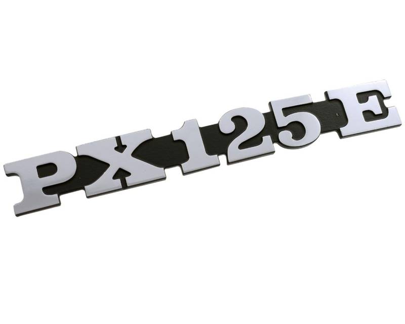 Schriftzug Emblem für Seitenhaube PX 125E" schwarz/alu 158x20mm, 2 Pin von 2EXTREME