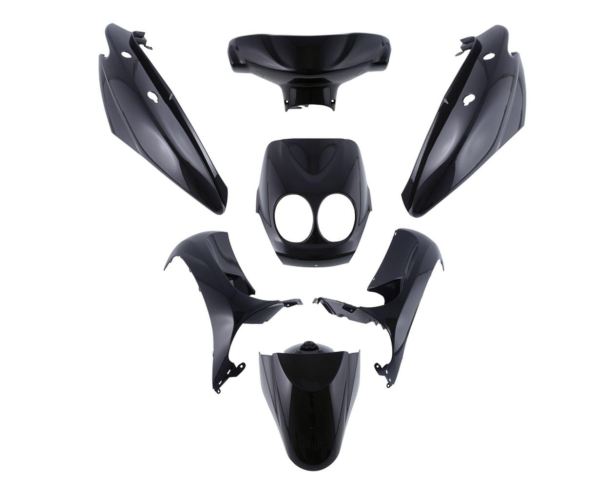 Verkleidung Kit kompatibel mit Yamaha Neos (neuer Typ) Die Verkleidung ist 7 teilig schwarz von 2EXTREME