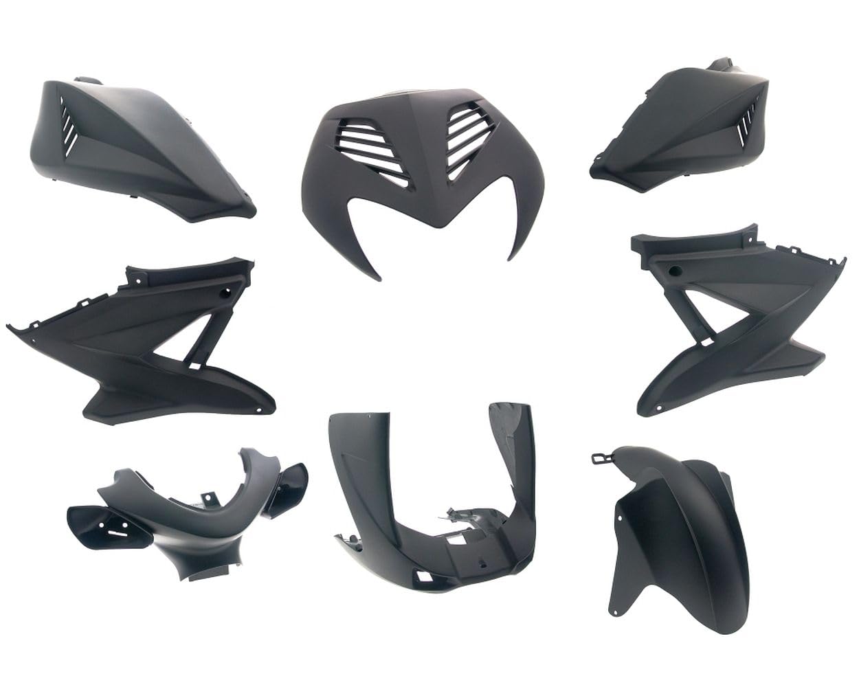 Verkleidungssatz kompatibel mit Yamaha Aerox/MBK Nitro schwarz matt 8-teilig Verkleidungssatz kompatibel mit Yamaha Aerox/MBK Nitro schwarz matt 8-teilig von 2EXTREME