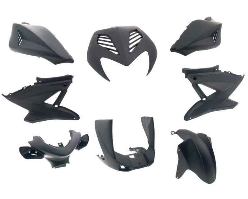 Verkleidungssatz kompatibel mit Yamaha Aerox/MBK Nitro schwarz matt 8-teilig von 2EXTREME