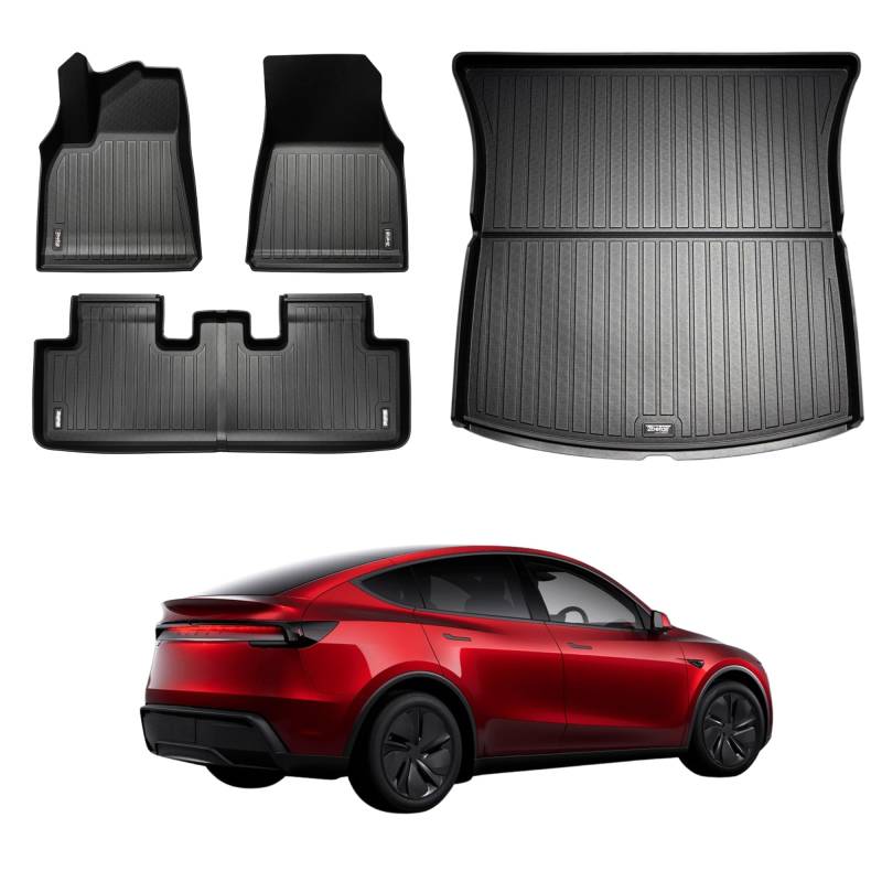 2befair Allwettermatten Gesamtset Tesla Model Y 2025 Juniper – Made in Germany, Fußmatten für Kofferraum & Innenraum, im Set. LDPE von 2befair