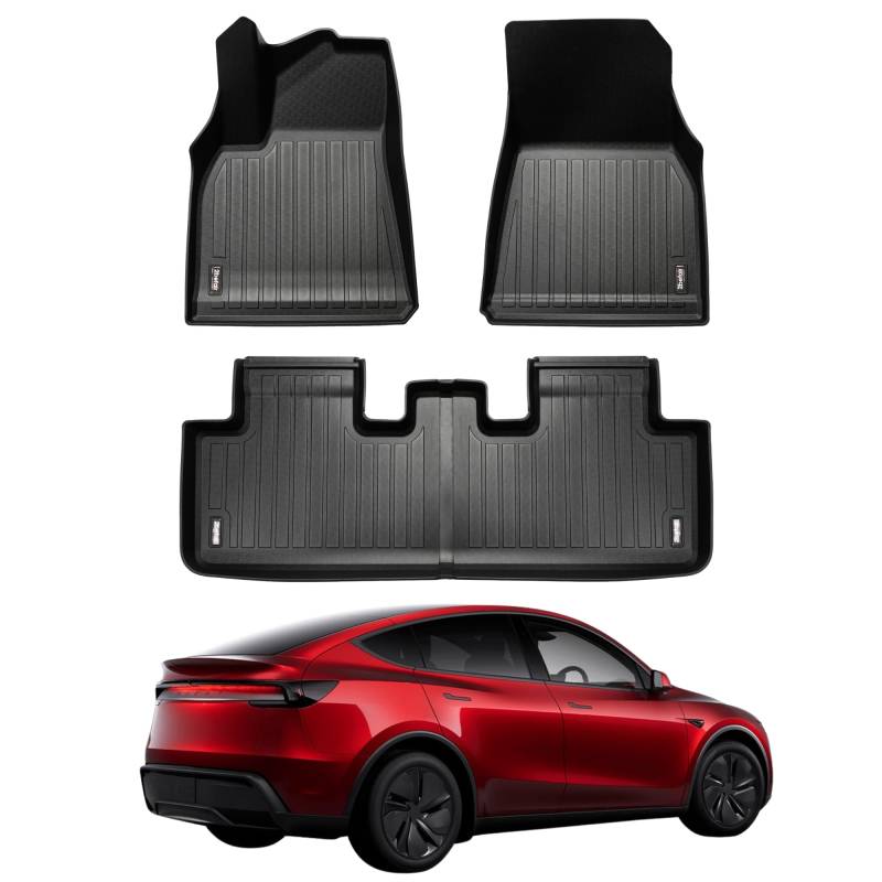 2befair Premium Gummimatten Innenraumset Tesla Model Y – Made in Germany, Fußmatten für Kofferraum & Innenraum, Allwetter-Automatten im Set (3 Matten), nachhaltiges Zubehör von 2befair