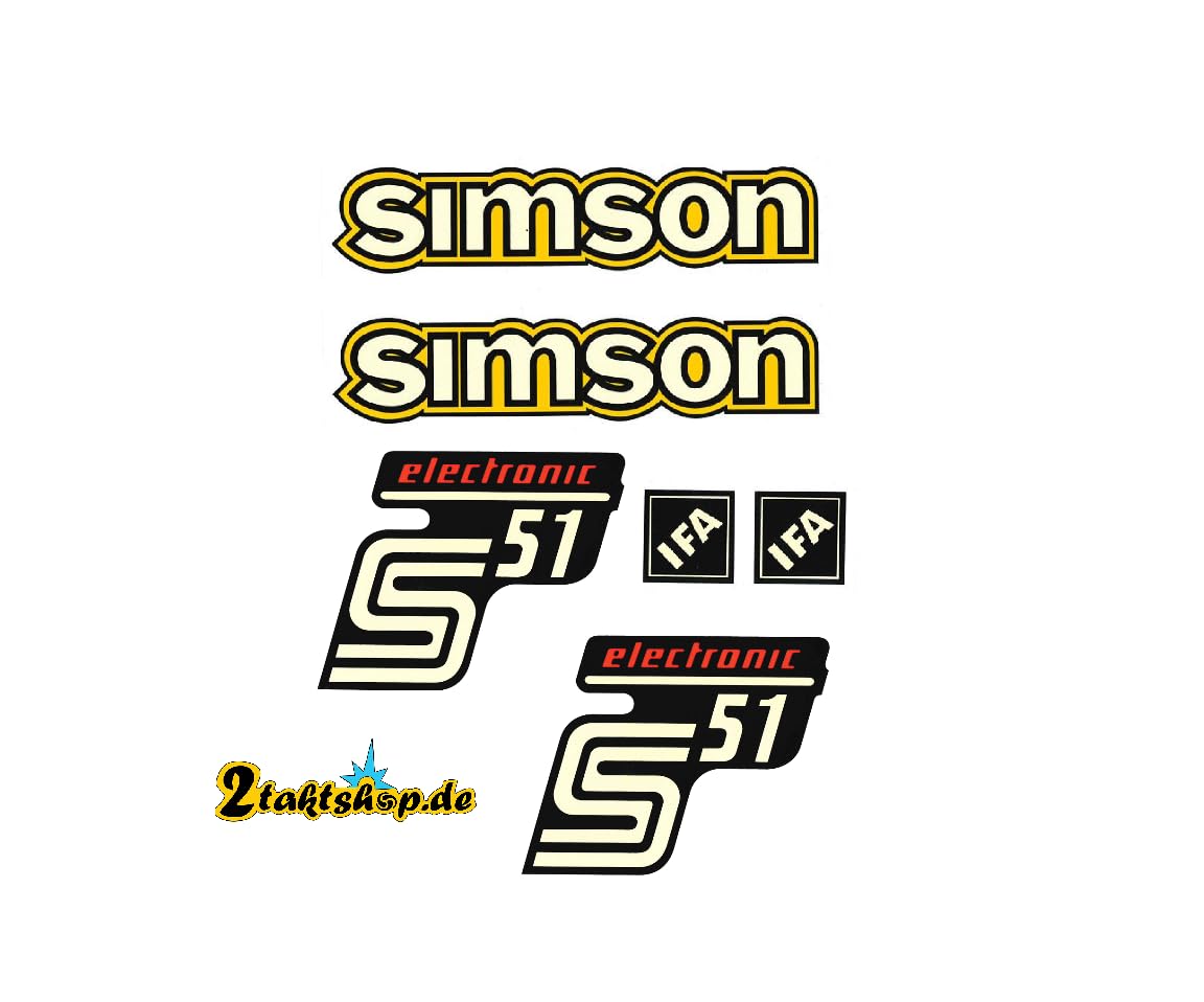 4 teiliger Dekorsatz Simson S51 Elektronik altes Design Aufkleber von 2taktshop