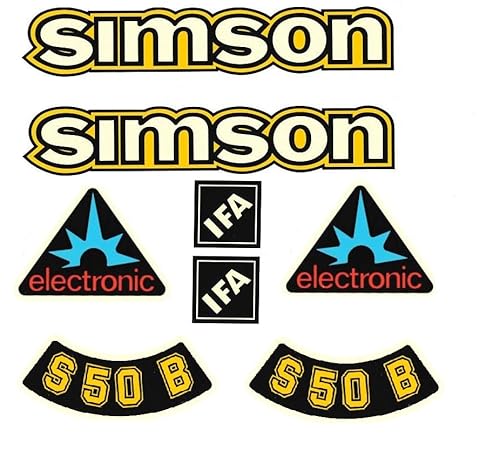 8 teiliger Aufklebersatz Simson S50 B IFA Dreieck Electronic DDR Dekor von 2taktshop