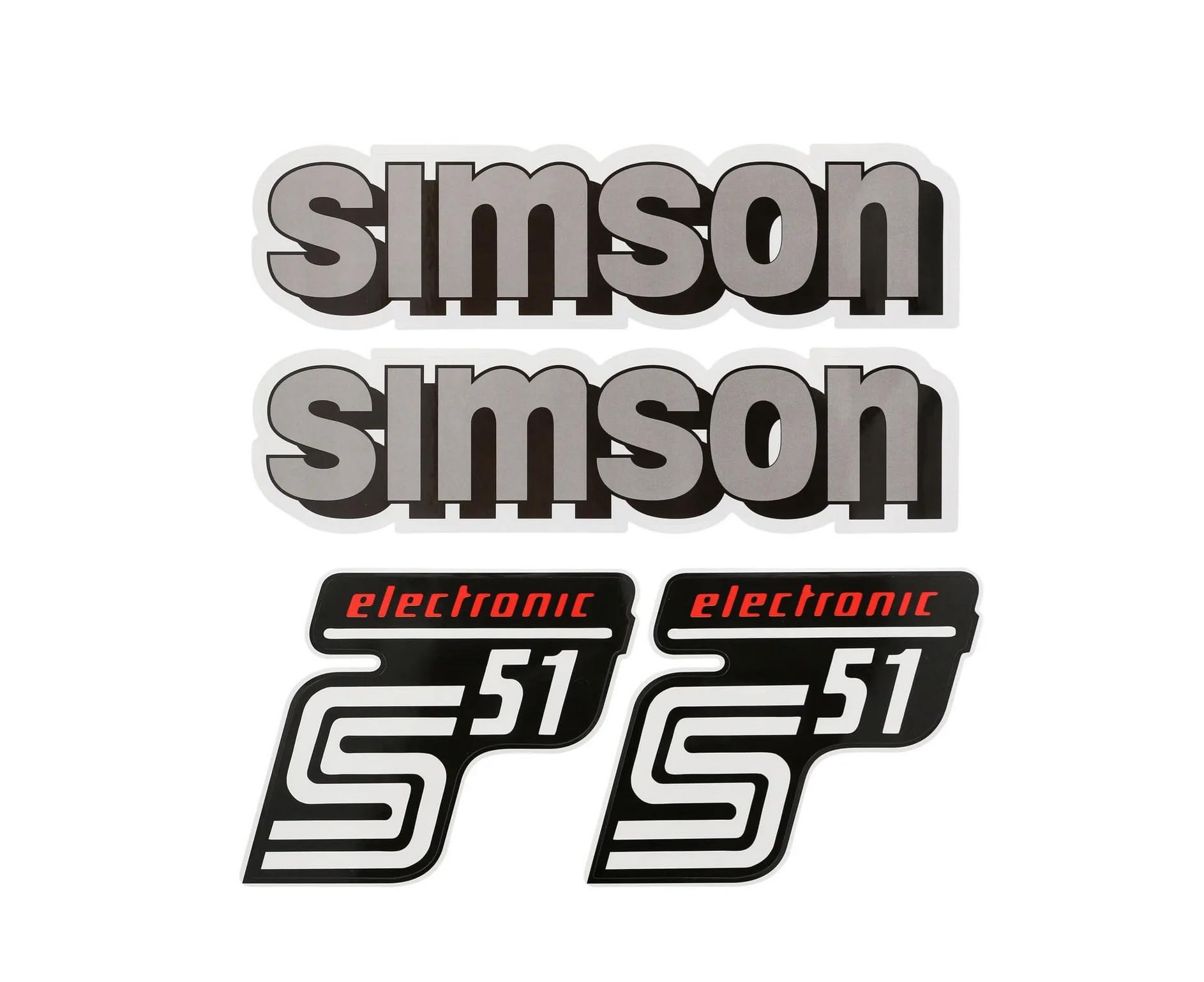 Dekorsatz GRAU Weiss Simson S51 Enduro Aufkleber Set Dekor Premium Retro DDR von 2taktshop