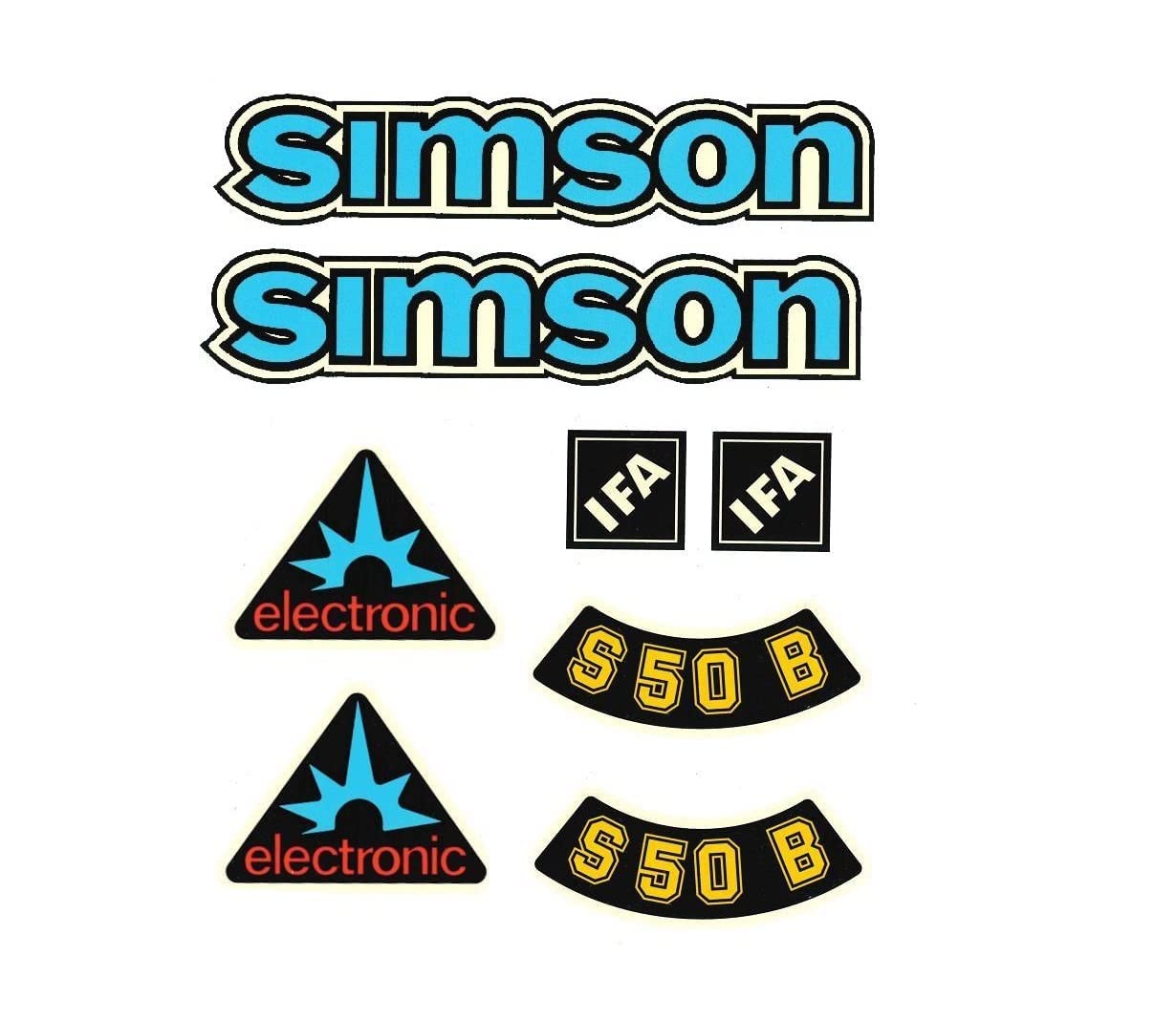 Dekorsatz Simson S50 B Blau ifa Electronic Retro Aufkleber Set von 2taktshop