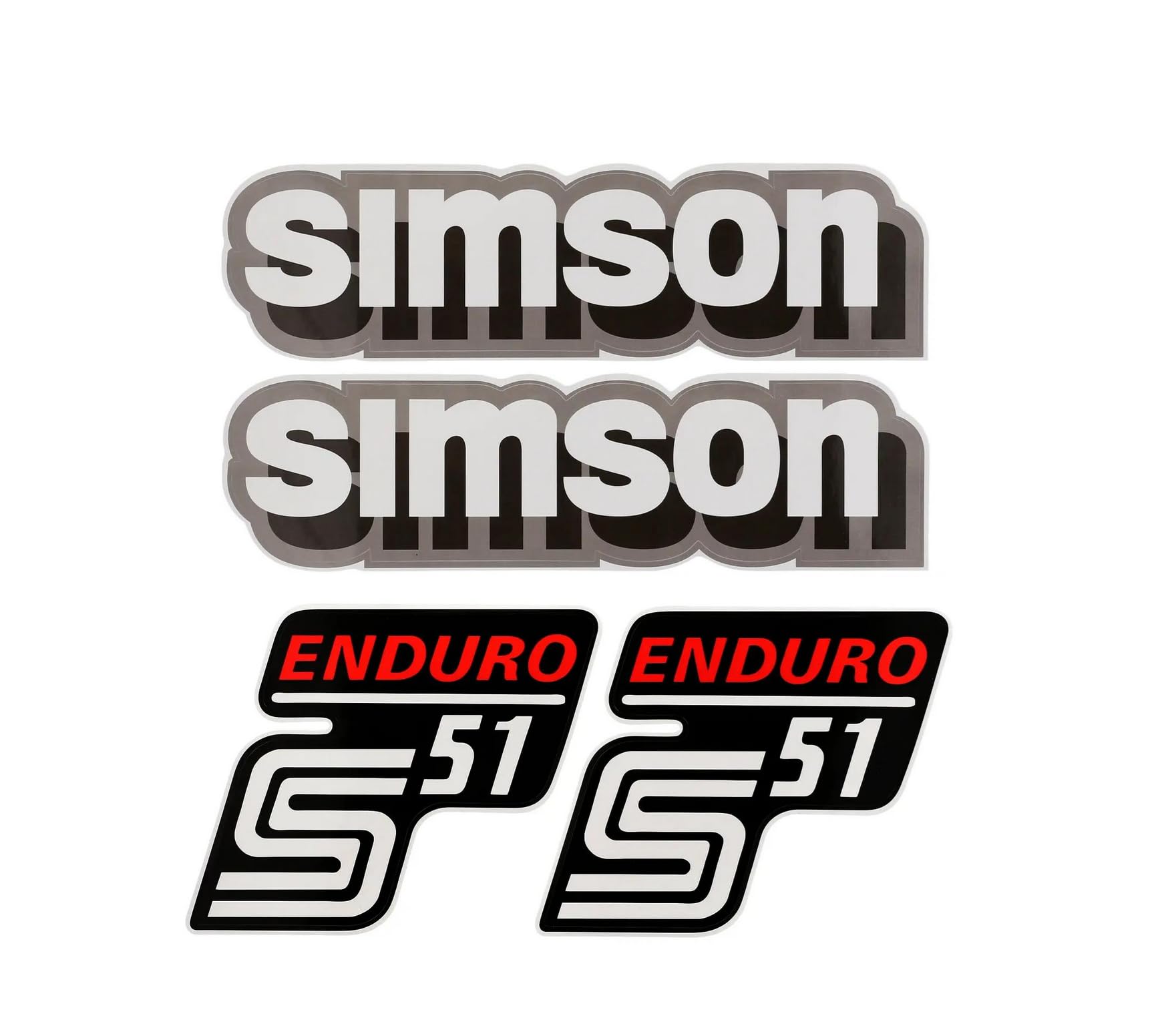 Dekorsatz Weiss GRAU Simson S51 Enduro Aufkleber Set Dekor Premium DDR von 2taktshop