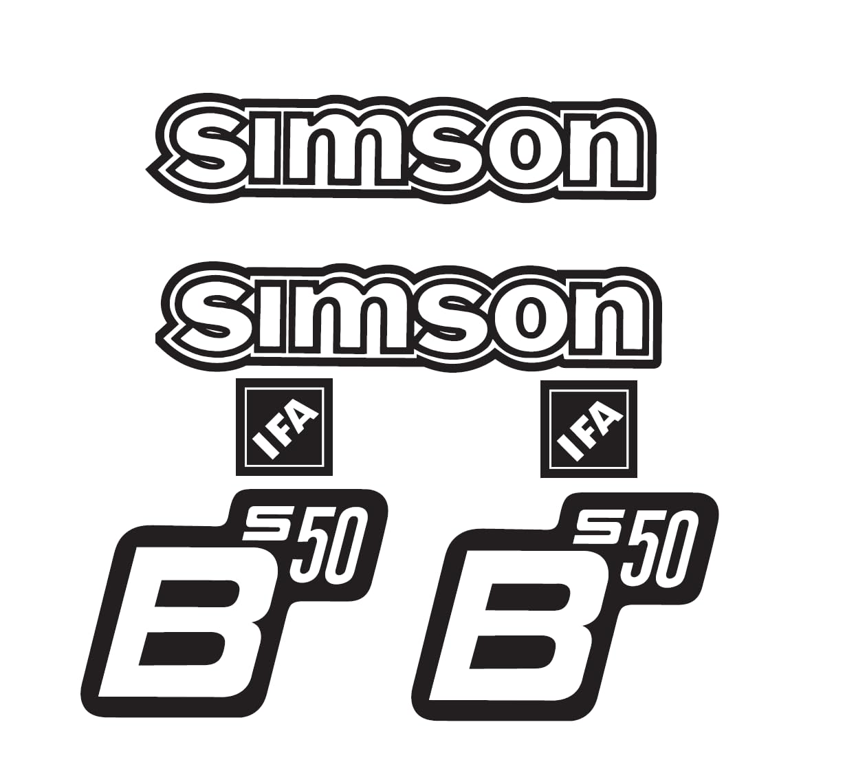 Simson S50B IFA Aufkleber Set Premium Retro DDR Schwarz Weiss Alt Hell von 2taktshop